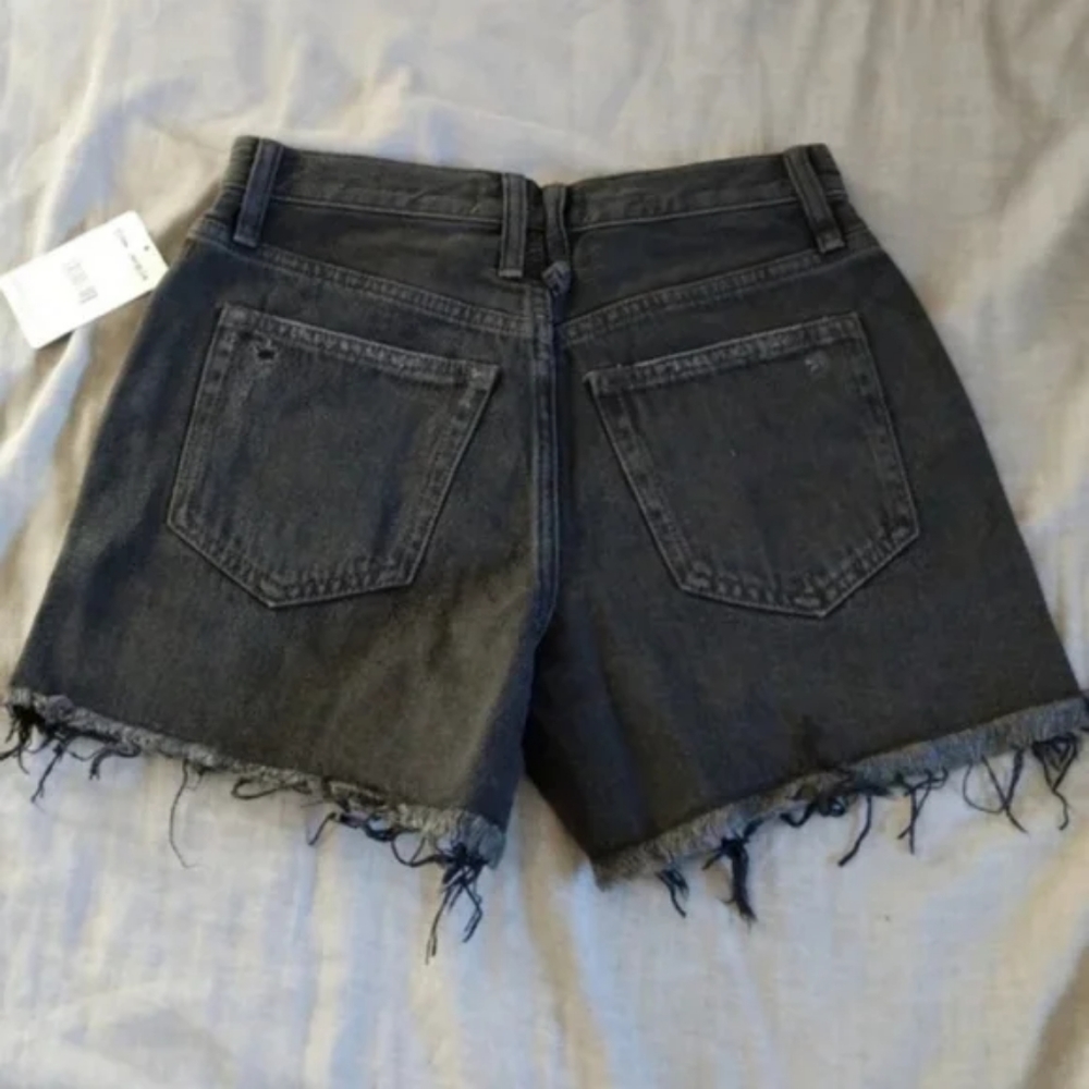 Free People Black Denim Cotton Cutoff Shorts Malai Grey Faded Black Jeans - Picture 15 of 15